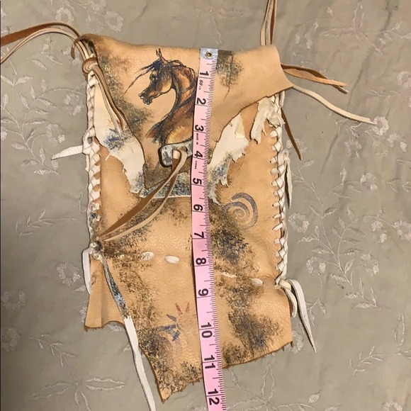 Handmade hand painted soft leather purse - Picture 7 of 8